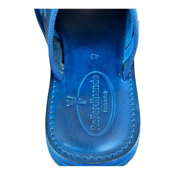 Re Ferdinando Men’s Blue Leather Slides sandal - Picture 5 of 7